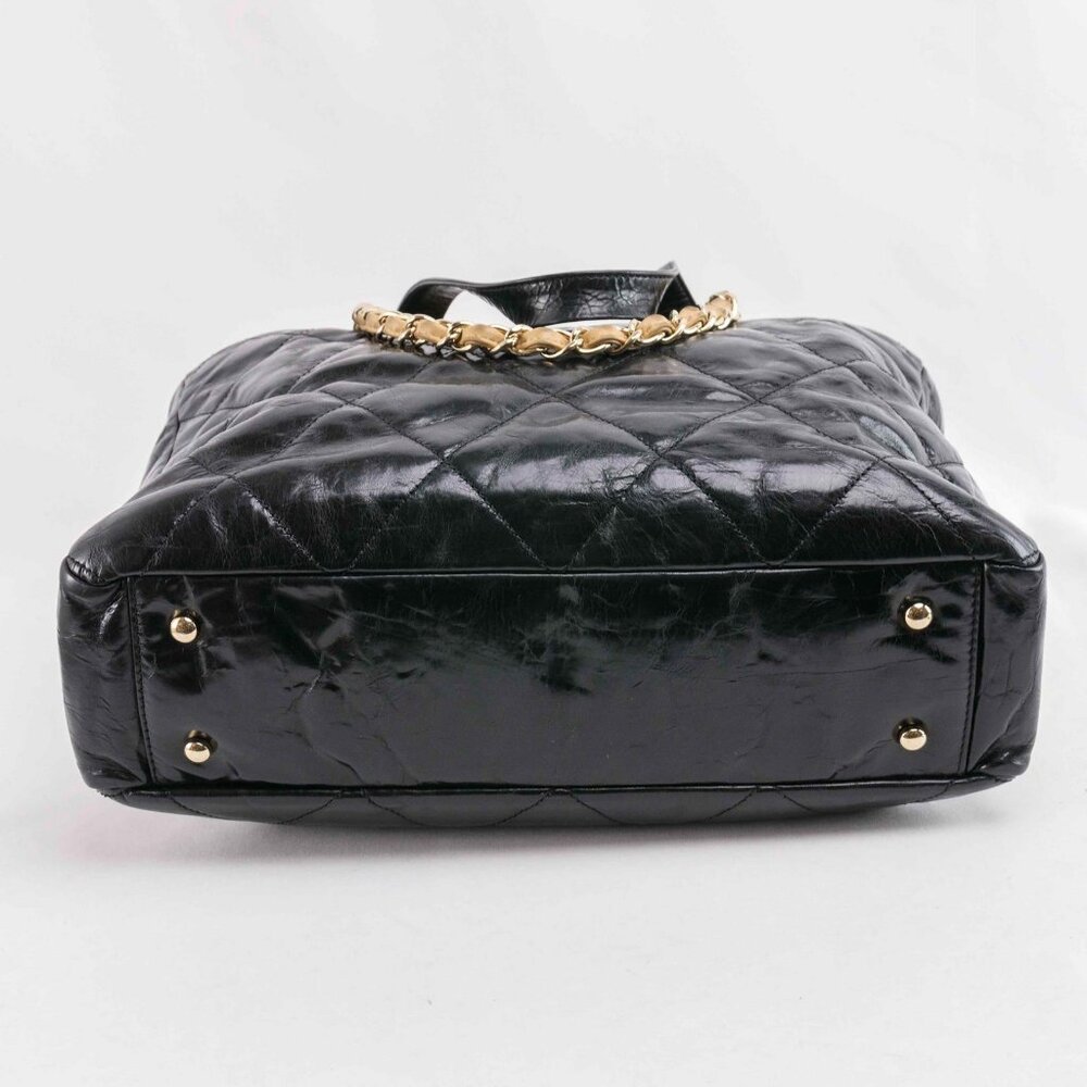 Authentic Chanel Black/Beige Quilted Glazed Leather Portobello Tote - Picture 7 of 15
